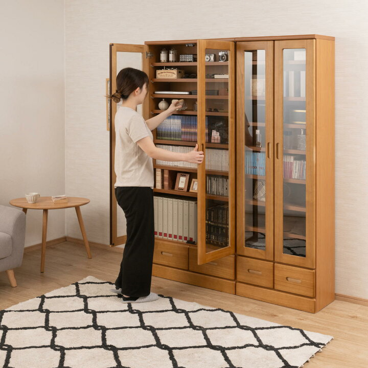 楽天市場】本棚 ガラス扉 幅59.5cm 桐材 完成品 日本製 （ 食器棚 棚 