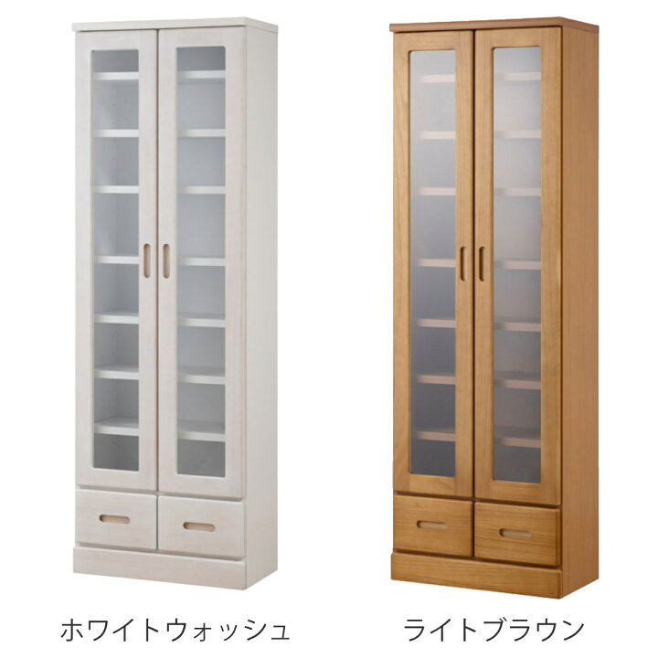 楽天市場】本棚 ガラス扉 幅59.5cm 桐材 完成品 日本製 （ 食器棚 棚 