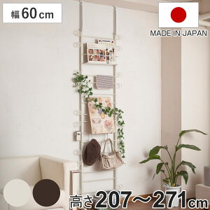 突っ張りラック ラダーラック カーリーデザイン 幅60cm ( 壁面収納 ウォールラック つっぱり 突っ張り式 ラック 壁面 収納 突ぱり 壁面ラック パーテーション 省スペース )