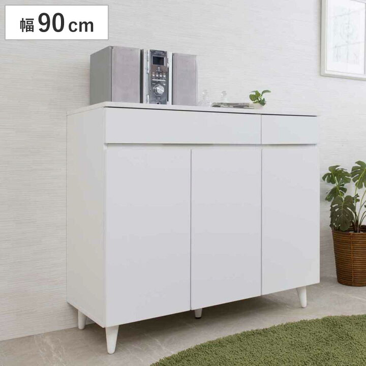 楽天市場】サイドボード 幅90cm 3枚扉 ホワイトリビング （ 食器棚 棚 