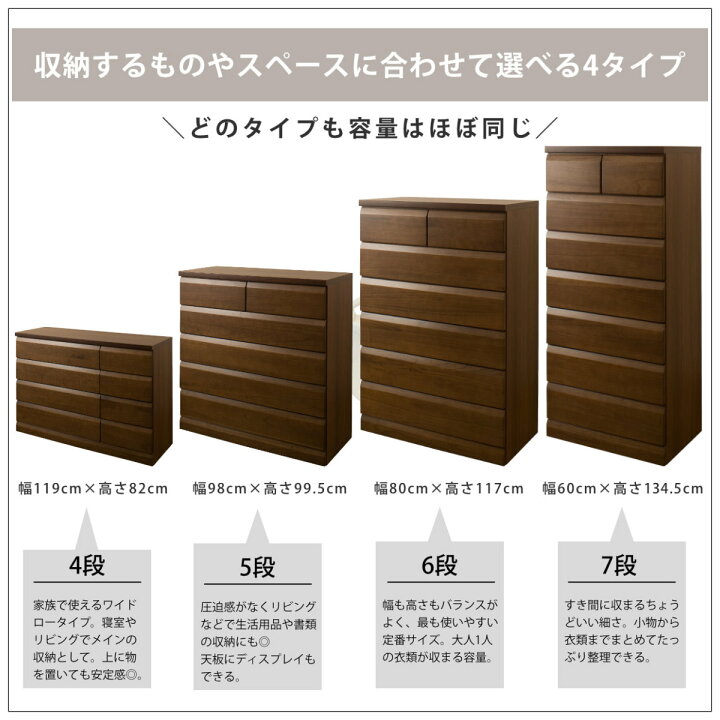 楽天市場】チェスト 4段 5段 6段 7段 桐製 洋タンス 幅60cm 幅80cm 
