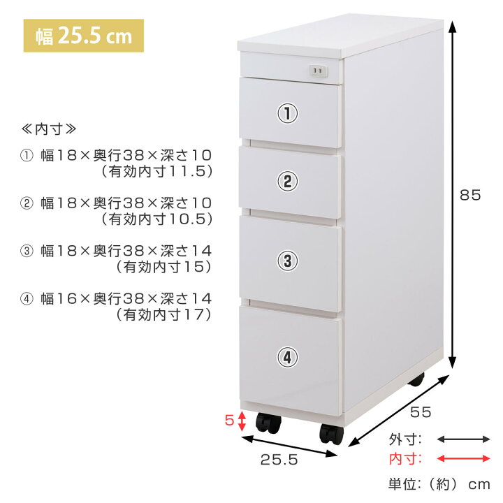 楽天市場】キッチン隙間収納 幅20.5cm 幅25.5cm 幅30.5cm 4段 キッチン 
