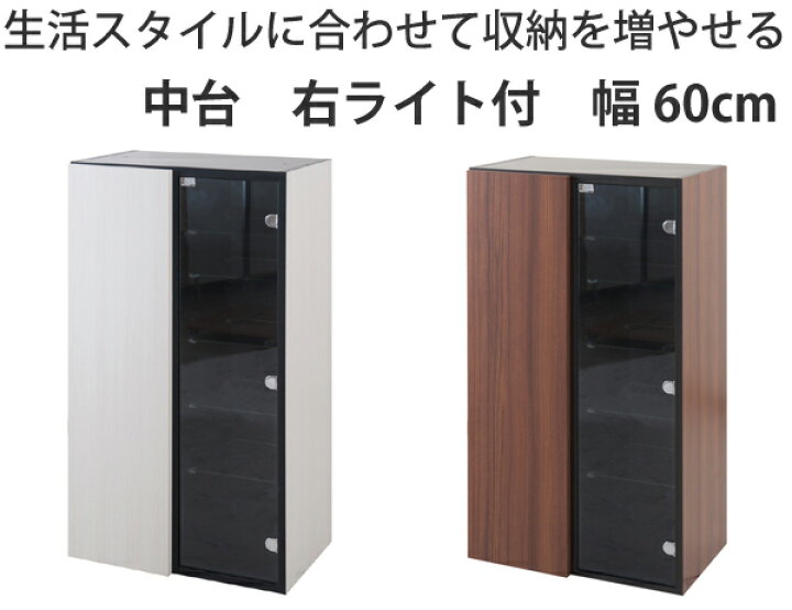 楽天市場】壁面収納 棚 ダウンライト付きキャビネット 右タイプ 