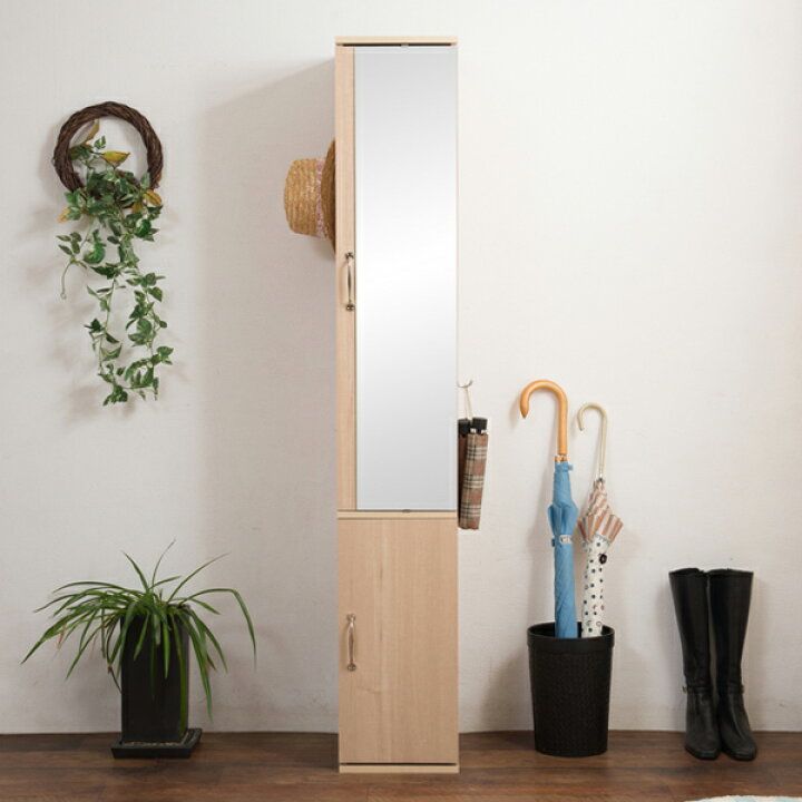 楽天市場】シューズラック 木製 ミラー付 ナチュラルテイスト 幅27cm 