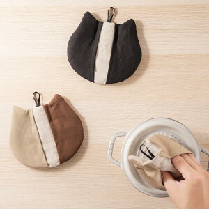 &NE 鍋つかみ どうぶつミトン ネコ ( 綿100% ループ付き 動物 日本製 ミトン キッチンミトン 猫 ねこ 綿 コットン 鍋掴み オーブンミトン キッチングローブ 紐付き 吊り下げ 猫型 )