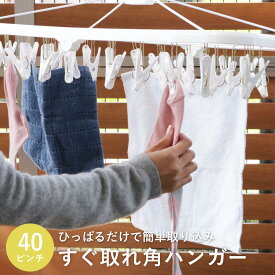 洗濯ハンガー 引っ張るだけ ピンチハンガー 40ピンチ すぐ取れ角ハンガー 白 洗濯 洗濯物干し （ 角ハンガー タオルハンガー ピンチ 引っぱる 洗濯ばさみ 40P 部屋干し 室内干し 跡がつきにくい タオル 下着 小物干し ）