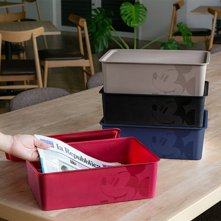 楽天市場 収納ボックス フタ付き レギュラーサイズ ミッキーマウス スクエアbox 収納ケース 収納 小物入れ カラーボックス ふた付き 小物 ボックス スタッキング 積み重ね インナーボックス プラスチック 箱 ディズニー Disney ミッキー リビングート 楽天市場店
