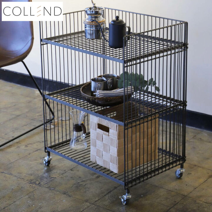 楽天市場】キッチンワゴン ワイヤーワゴン ワイド ダブル COLLEND 