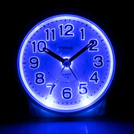 目覚まし時計 ブルーライト 置き時計 ライト付き スヌーズ機能 文字板 シンプル （ 時計 置時計 見やすい アナログ 連続秒針 コンパクト 電池式 アラーム アラームクロック ）