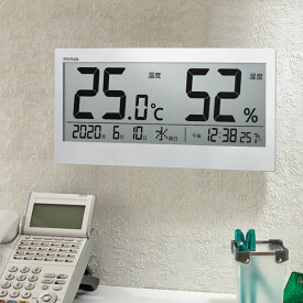 時計 デジタル 温度計 湿度計 ビッグメーター 電波時計 カレンダー （ 送料無料 大きい 掛け時計 置き時計 見やすい 温湿時計 赤ちゃん 高齢者 室内環境 温度 湿度 デジタル時計 ）