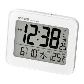 時計 MAG 電波 目覚まし ファルマン デジタル （ 電波時計 目覚まし時計 デジタル時計 置き時計 置時計 とけい クロック コンパクト めざまし時計 アラームクロック 温度計 ライト機能 シンプル 赤ちゃん 高齢者 室内環境 ）