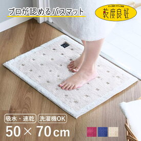 バスマット 乾度良好 Ag＋ クリーンフット 50×70cm （ マット バス用品 速乾 吸水速乾 Ag抗菌 抗菌 銀イオン 足拭きマット 足ふきマット お風呂マット 浴室マット 除菌 吸水 洗える ）
