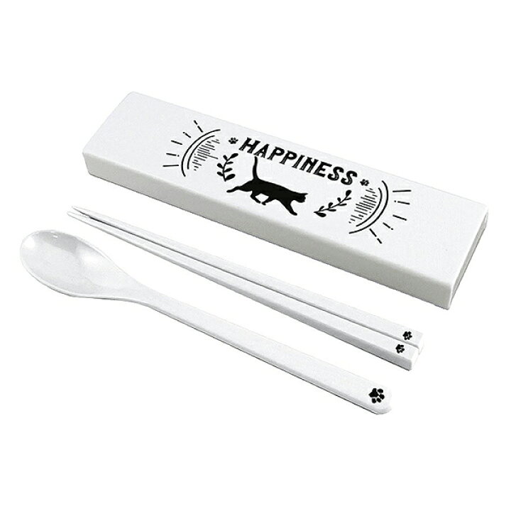 楽天市場 箸 スプーンセット コンビセット Happiness お弁当用 セット 日本製 お箸 スプーン 給食 お弁当 ランチ 用品 グッズ ネコ 猫 ねこ リビングート 楽天市場店