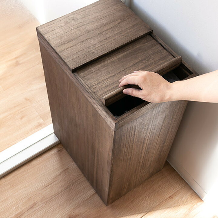 楽天市場 ゴミ箱 45リットル 木製 スライドダストボックス 天然木 ごみ箱 45ｌ おしゃれ ふた付き 送料無料 ダストボックス 木目 スライド式 キャスター付き サイドテーブル サイドワゴン 袋 見えない 木 ウッド インナーペール リビング リビングート 楽天市場店