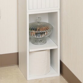 トイレ収納 スタッキングdeトイレ収納オープン （ トイレ用品 収納 2段 オープンタイプ スタッキング コーナーラック ペーパー収納 トイレットペーパー収納 ストッカー 高さ調整 3段階 トイレコーナー トイレットペーパー ホワイト ）
