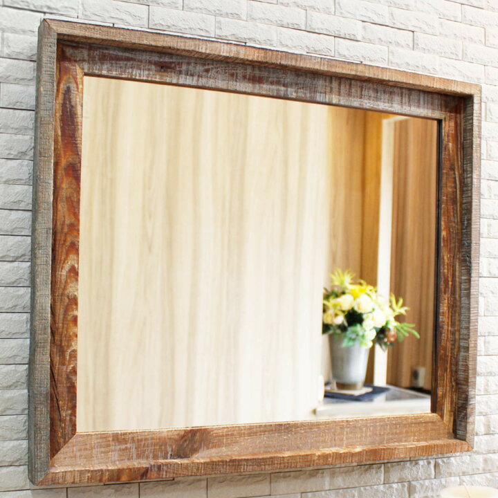 楽天市場】ウォールミラー 44.5×52.5cm ヴィンテージ 古木材 
