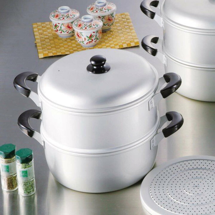 楽天市場】アルミ2段蒸し器 30cm ニューセレット ガス火専用 もち米2升  