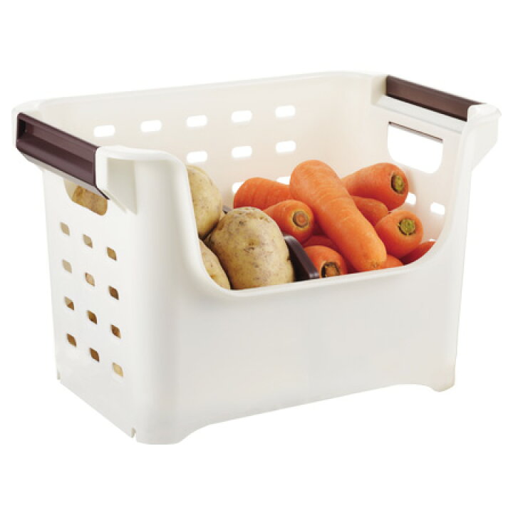 楽天市場 収納ストッカー やさいストッカー 仕切付 収納かご キッチン収納 野菜ストッカー 収納ボックス スタッキング 常備野菜 保存 ストック 野菜 保管 収納 ストッカー リビングート 楽天市場店