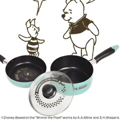 片手鍋&フライパンセット18cmディズニーくまのプーさんコミックフッ素加工IH対応