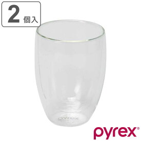 ダブルウォール グラス 2個入り 350ml Pyrex パイレックス 耐熱ガラス （ コップ タンブラー ダブルウォールグラス 耐熱 カップ 湯呑み ペア 二重構造 マグカップ 湯飲み ガラス 結露 水滴がつかない おしゃれ ）