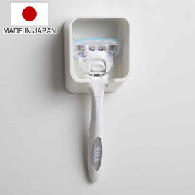 バス収納 マグネット シェーバーホルダー お風呂 収納 日本製 （ シェーバー ホルダー かみそりホルダー バス 磁石 かみそり 剃刀 髭剃り T字 フック マグネットフック 壁面 壁 壁面収納 小物収納 バス用品 洗面用品 白 ）