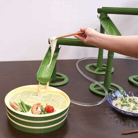流しそうめん器 竹流麺 スライダー そうめん流し器 （ そうめん器 そうめん機 流しそうめん機 そうめん 素麺 電池式 ソーメン 卓上 コードレス ホームパーティー 薬味置き 竹風 ）