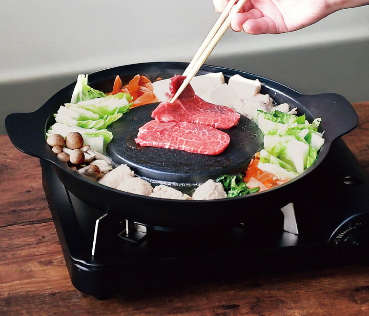 楽天市場】焼きしゃぶ鍋 28cm フッ素加工 アルミ鋳物製 （ 卓上鍋 