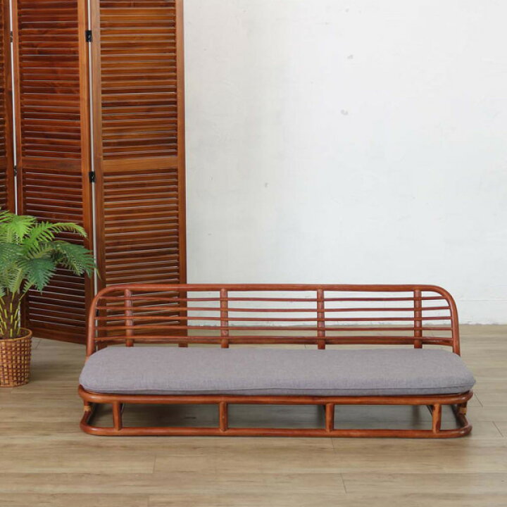 楽天市場】籐 ローソファ 3人掛け クッション付 ラタン家具 幅140cm 
