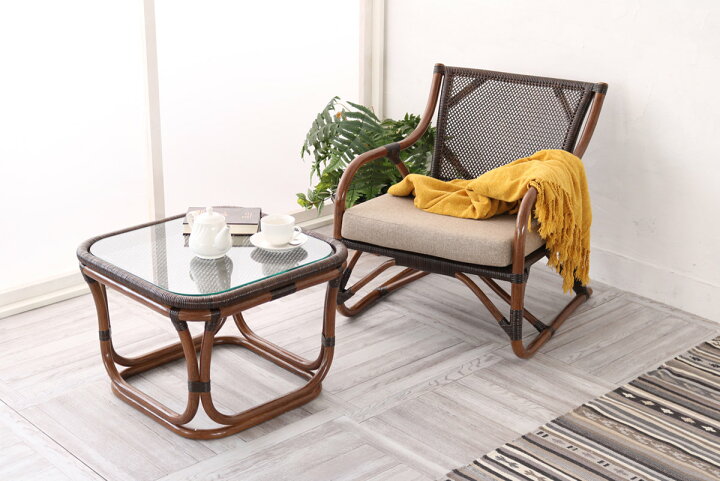 楽天市場】籐 ラタンテーブル ガラス天板 WAHOO 角型 （ センター  