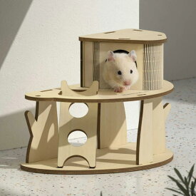 ハウス 小動物 ミオファン DIYハウス ダブルフロア ハムスター 鳥 ペット （ MewooFun 小動物用ハウス ハムスターハウス 遊び場 小動物用 リス ハリネズミ 組み立て簡単 ）