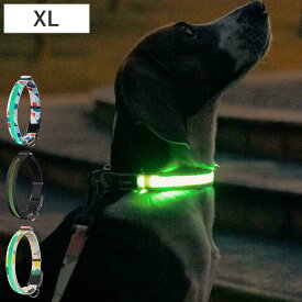 首輪 光る ドッグネス LED首輪 XL （ ライト 散歩 犬 犬用ライト 夜散歩 充電式 LED 生活防水 明るい 大型犬 犬用 夜 お散歩ライト 安心 安全 事故防止 ペット用品 抜けない 痛くない ）