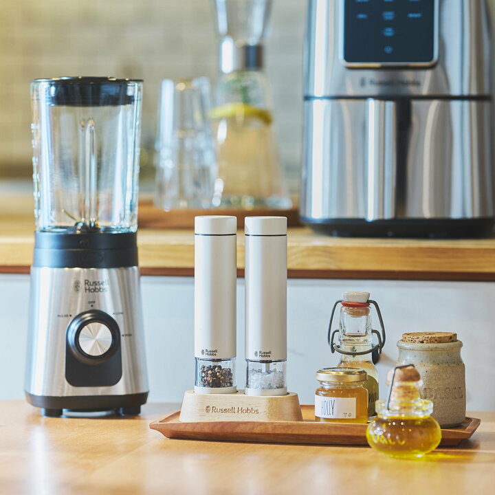 楽天市場】Russell Hobbs 電動ミル ミニ 2本セット 木製スタンド付き 