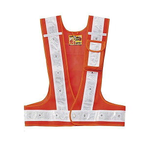 多機能LEDベスト 橙/白 LED発光色/緑 ( 安全ベスト 安全用品 工事用品 作業用品 業務用 ベスト 反射 )