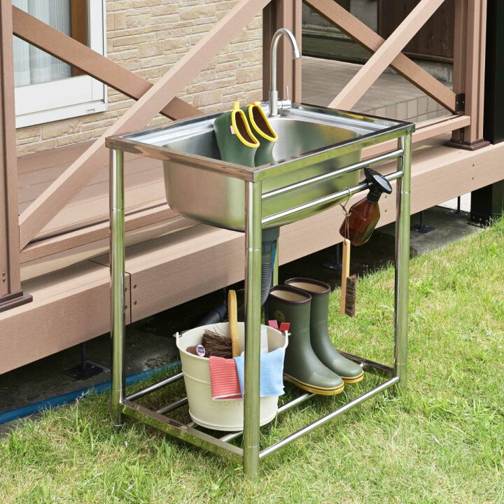 楽天市場】流し台 幅64.5×奥行50×高さ80cm 蛇口付き ステンレス おそと  