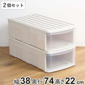 収納ケース シンクセルト 引き出し LM 2個セット （ 幅38×奥行74×高さ22cm 収納 衣装ケース 衣類 積み重ね 押し入れ収納 深型 押し入れ 日本製 大容量 クローゼット 収納ボックス おもちゃ箱 キッチン ランドリー 洗面所 ベッド下 ）