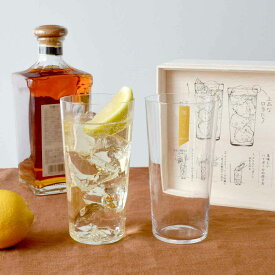 ハイボールグラスセット 2個入り 420ml 薄づくり 専用木箱 ガラス （ 食洗機対応 ハイボール グラス タンブラー コップ ペア ガラス製 日本製 お酒 口当たり 耐久性 シンプル 普段使い 木箱入り ギフト プレゼント おしゃれ ）