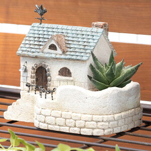 プランター グリーンポット 植木鉢 多肉植物 三角屋根 ハウスF ( フラワーポット 家 プラントポット プランターポット 鉢 鉢植え セメント ポット 穴あり 水抜き穴 インテリア 植え替え お