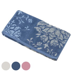 タオル DECORMUSEEプレシャス トイレタオル 約34×75cm （ フェイスタオル 手拭きタオル ハンドタオル ジャガード織 綿100 日本製 トイレ用タオル 34×75 コットン 汗拭き 花柄 紋章柄 ブルーグレー ネイビーブルー ピンク ）