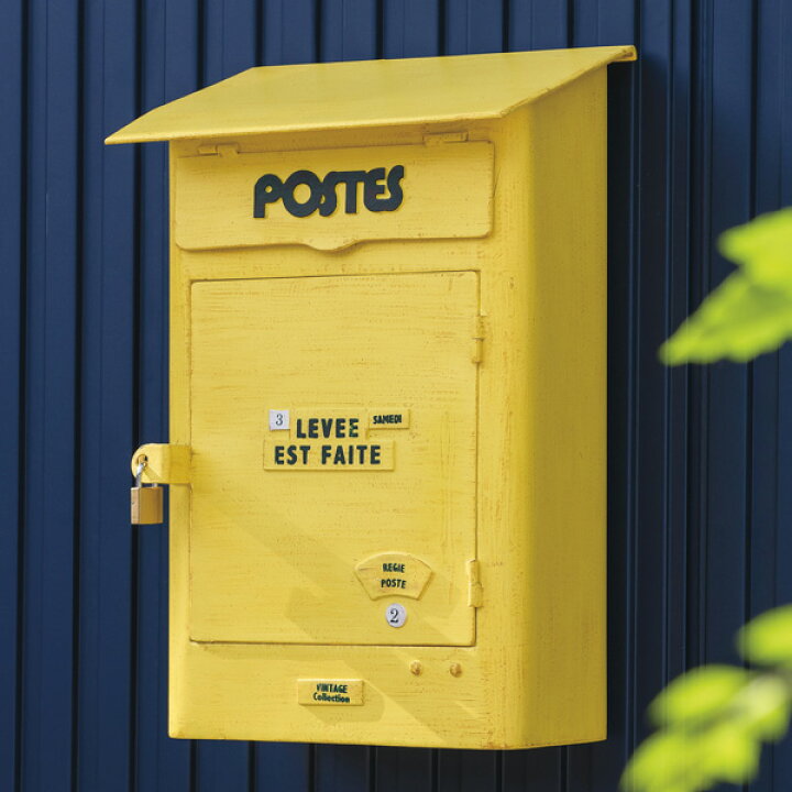 楽天市場 ポスト 壁掛け ウォールポスト アンティーク Postes 黄 送料無料 郵便受け 郵便ポスト メールボックス 壁掛けポスト 壁付け 一戸建て 玄関 おしゃれ 北欧 郵便 新聞受け メール便 メール メールbox イエロー リビングート 楽天市場店