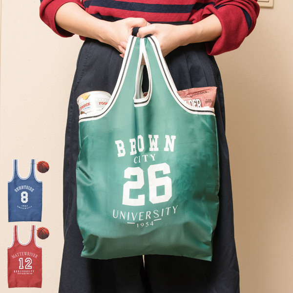 バッグ エコバッグ バスケットボール ポーチ付き ユニフォーム （ 買い物袋 ショッピングバッグ 鞄 バッグ かばん 収納 持ち歩き サブバッグ 携帯  コンパクト バスケ スポーツ ） | リビングート　楽天市場店