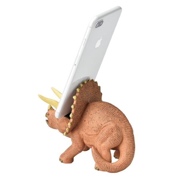 スマホスタンド トリケラトプス スマートフォンスタンド （ 携帯ホルダー 携帯スタンド スマホ 携帯 卓上 iPhone アイフォーン  アイフォン android スマホ置き スマホ立て 恐竜 ダイナソー リアル 滑り止め ） リビングート 