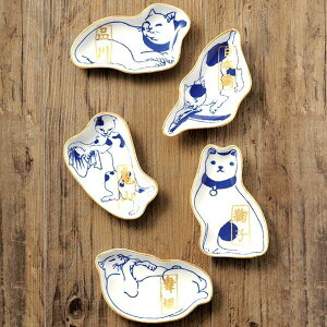 小皿 11cm 陶器 ( 皿 豆皿 醤油皿 薬味皿 アニマル 動物 ねこ ネコ 猫 浮世絵 猫柄 東海道五十三次 猫グッズ 和風 インテリア かわいい )