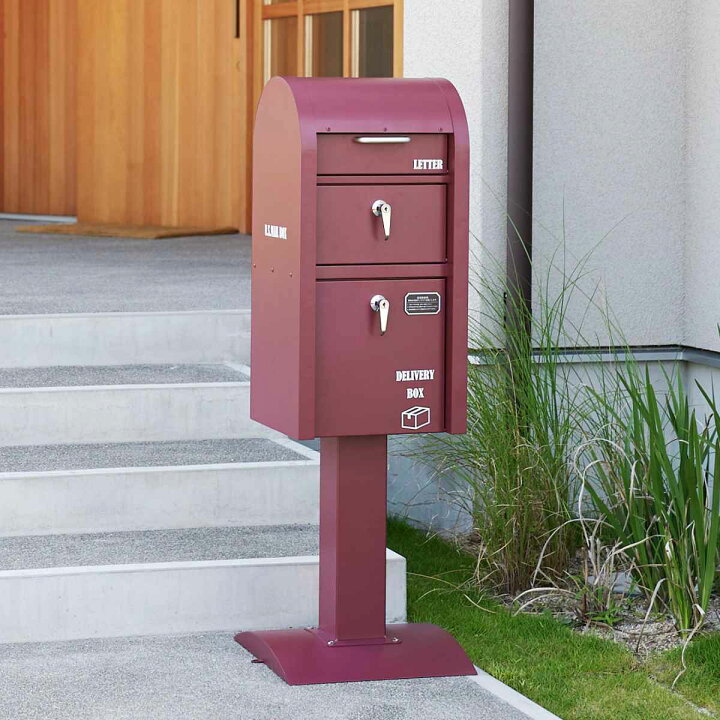 楽天市場】ポスト 宅配BOX付ポストスタンド U.S. （ 郵便ポスト 宅配  