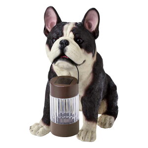 置物 ブルドッグ ソーラーオーナメント 庭 ( LED イヌ 犬 ワンコ ガーデンライト オブジェ オーナメント ガーデンオブジェ ソーラーライト ソーラー センサーライト 屋外照明 玄関照明 玄関