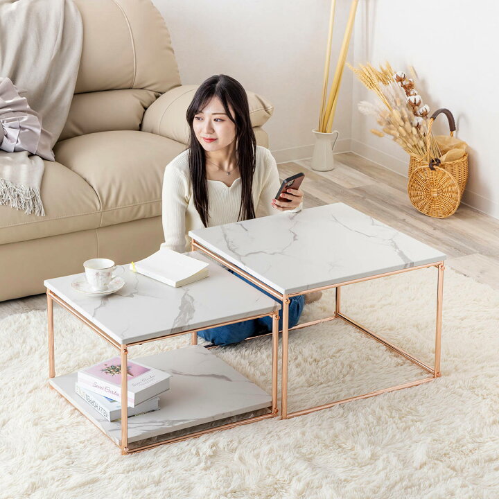 楽天市場】センターテーブル ネストテーブル 幅55cm 幅49cm （ ロー  