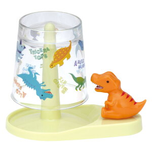 コップ 抗菌スタンド付うがいコップ ディノサウルス ピクチャーブック ( うがいコップ 抗菌 マスコット すべり止め 目盛り付 コプスタンド タンブラー うがい コップ置き 100ml 洗面所 恐竜