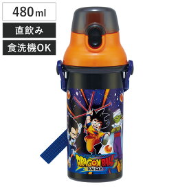 水筒 480ml 抗菌直飲プラボトル ドラゴンボールダイマ （ ドラゴンボール 子供用 抗菌 プラスチック製 ダイレクトボトル 直飲み ワンタッチ 日本製 抗菌加工 AG 銀 ショルダーベルト付き 広口 軽量 ボトル ワンプッシュ ）