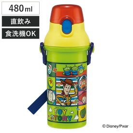 水筒 480ml 抗菌直飲プラボトル トイ・ストーリー25 （ トイ・ストーリー 子供用 抗菌 プラスチック製 ダイレクトボトル 直飲み ワンタッチ 日本製 抗菌加工 AG 銀 ショルダーベルト付き 広口 軽量 ボトル ワンプッシュ ）