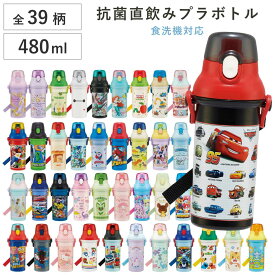 水筒 480ml スケーター 抗菌直飲プラボトル （ 子供用 抗菌 プラスチック製 ダイレクトボトル 直飲み ワンタッチ 日本製 キャラ 抗菌加工 AG 銀 ショルダーベルト付き 広口 軽量 ボトル ワンプッシュ 食洗機 対応 ）