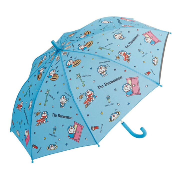 楽天市場 傘 子供用 55cm I Mドラえもん ひみつ道具 かさ カサ ドラえもん 雨具 レイングッズ 長傘 アンブレラ 透明窓 手開き式 安全カバー付き 名前札付き 反射テープ付き グラスファイバー 通園 通学 リビングート 楽天市場店